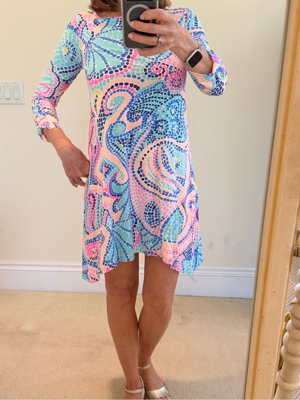 Lilly Pulitzer Pastel Pink and Blue Printed Shift Dress